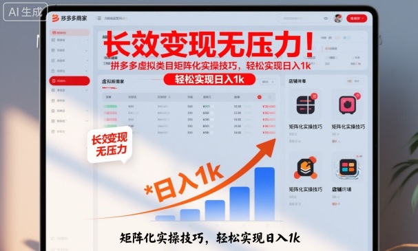 长效变现无压力！拼多多虚拟类目矩阵化实操技巧，轻松实现日入1k【揭秘】-乌龙学社