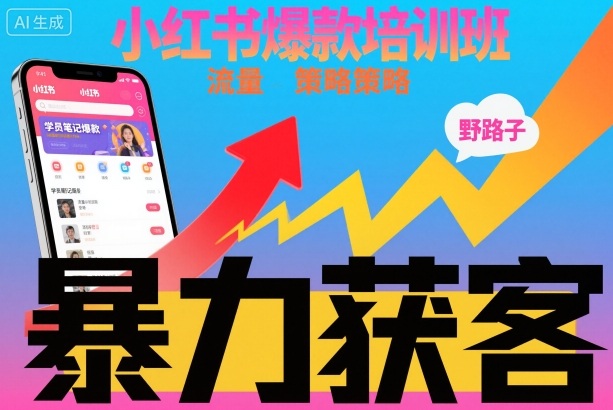 小红书爆款培训班，小红书获客野路子流量打法，暴力持续获客-乌龙学社