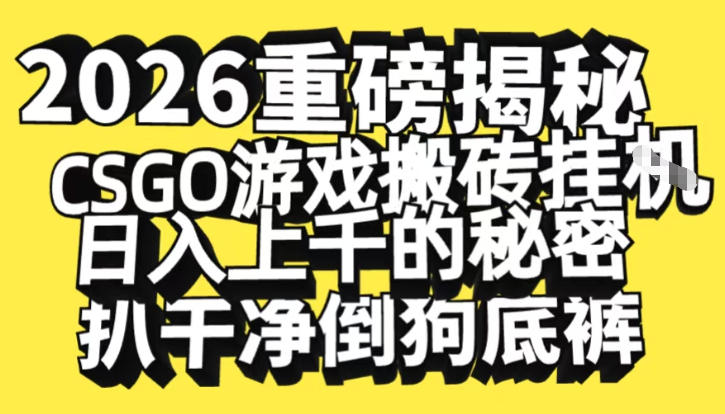 2026开年重磅解密，CSGO游戏搬砖挂G日入1k+的秘密，把倒狗的底裤扒干【揭秘】-乌龙学社