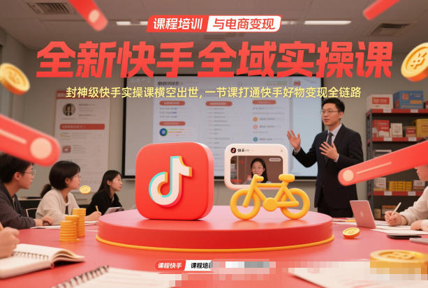 全新快手全域实操课，封神级快手实操课横空出世，一节课打通快手好物变现全链路-乌龙学社