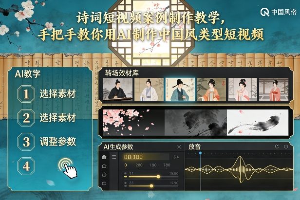 古诗词短视频案例制作教学，手把手教你用AI制作中国风类型短视频-乌龙学社