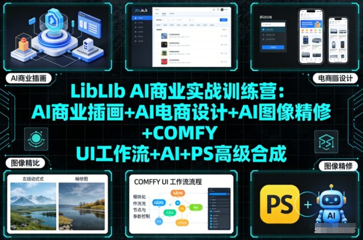 LibLIb AI商业实战训练营：AI商业插画+AI电商设计+AI图像精修+COMFY UI工作流+AI+PS高级合成-乌龙学社