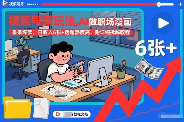 视频号新玩法，AI做职场漫画，条条爆款，日收入6张+话题热度高，附详细拆解教程-乌龙学社
