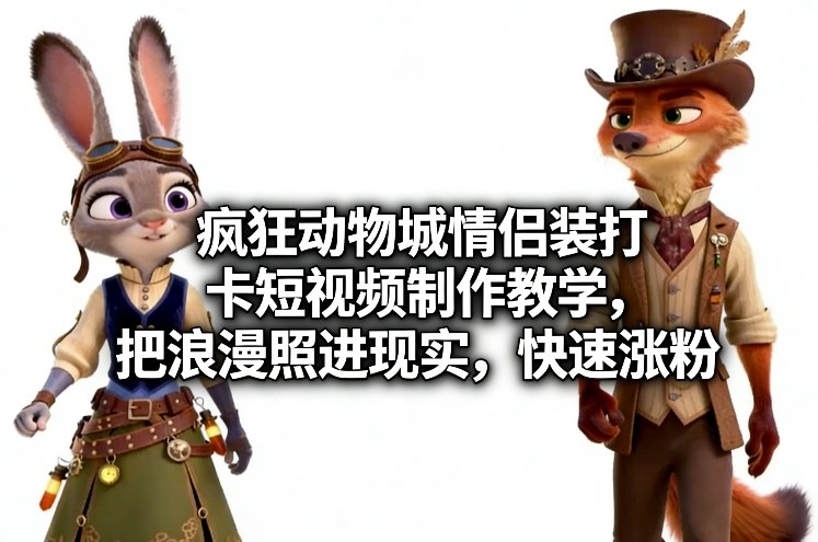 疯狂动物城情侣装打卡短视频制作教学，把浪漫照进现实，快速涨粉-乌龙学社