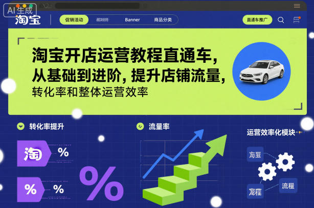 淘宝开店运营教程直通车，从基础到进阶，提升店铺流量，转化率和整体运营效率（更新26年1月）-乌龙学社