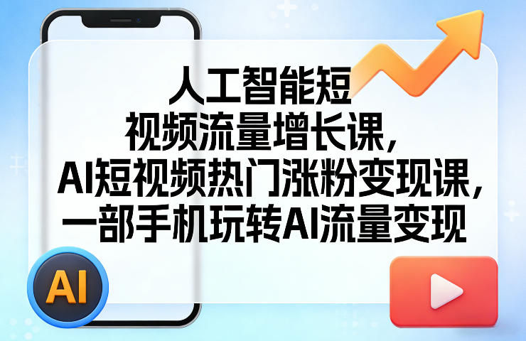 人工智能短视频流量增长课，AI短视频热门涨粉变现课，一部手机玩转AI流量变现-乌龙学社