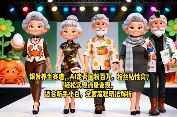 银发养生赛道，AI走秀圈粉百万，粉丝粘性高，轻松实现流量变现，适合新手小白，全套流程玩法解析-乌龙学社
