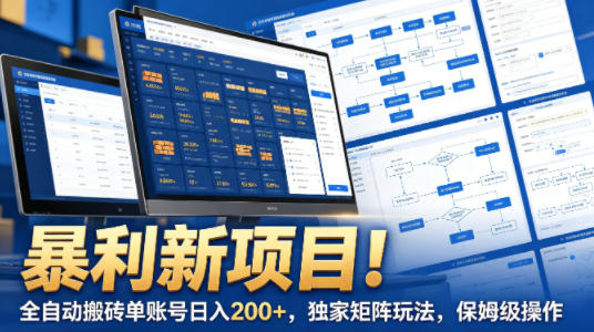 暴利新项目！全自动搬砖单账号日入200+，独家矩阵玩法，保姆级操作【揭秘】-乌龙学社