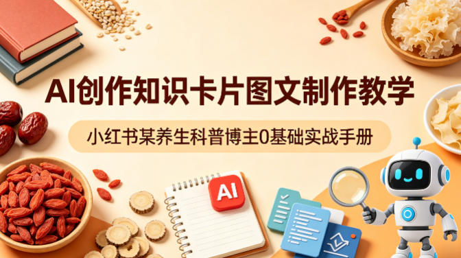 AI创作知识卡片图文制作教学，小红书某养生科普博主0基础实战手册-乌龙学社