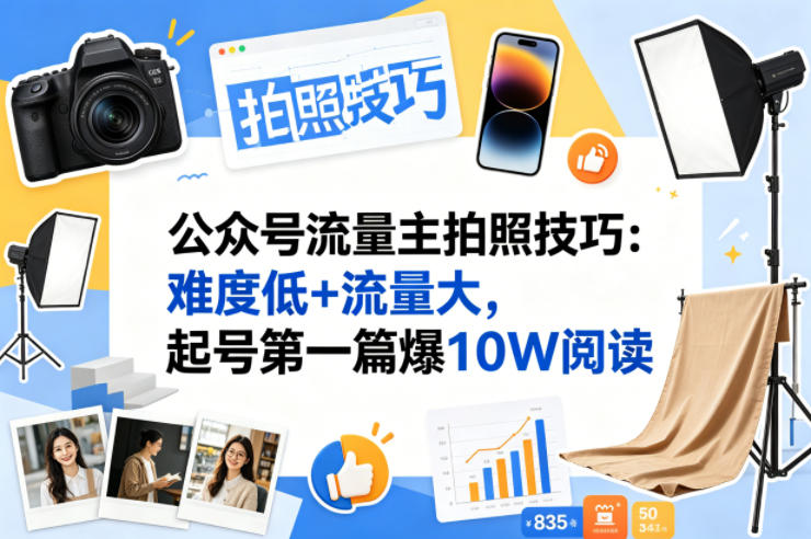 公众号流量主之拍照技巧赛道，难度低+流量大，起号第一篇就爆了10w阅读-乌龙学社