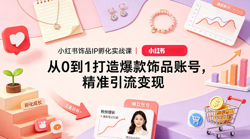 小红书饰品IP孵化实战课｜从0到1打造爆款饰品账号，精准引流变现-乌龙学社