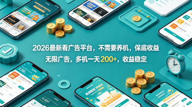 2026最新看广告平台，不需要养机，保底收益，无限广告，多机一天200+，收益稳定【揭秘】-乌龙学社