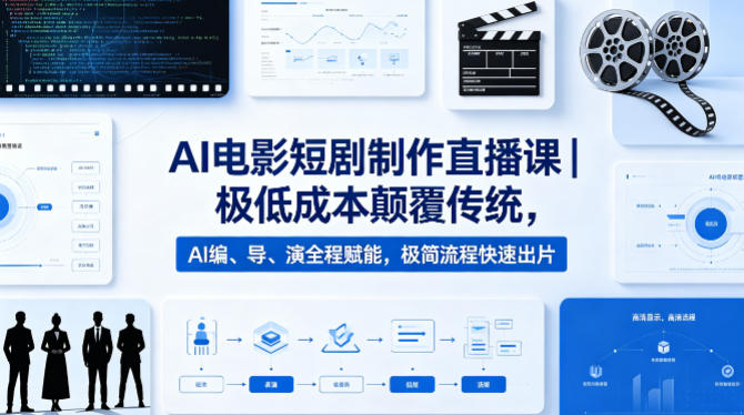 AI电影短剧制作直播课｜极低成本颠覆传统，AI编、导、演全程赋能，极简流程快速出片-乌龙学社