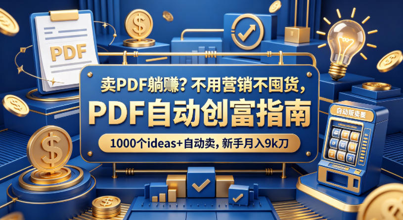 卖PDF躺賺？不用营销不囤货，PDF自动创富指南，1000个ideas+自动卖，新手月入9k刀【原创双语字幕】-乌龙学社