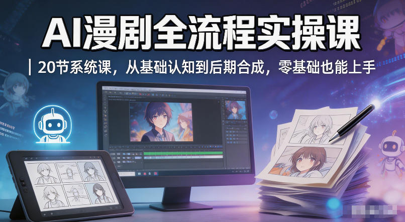AI漫剧全流程实操课｜20节系统课，从基础认知到后期合成，零基础也能上手-乌龙学社