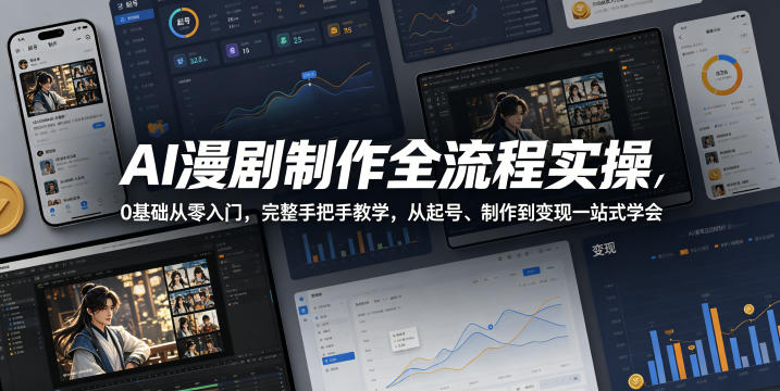 AI漫剧制作全流程实操，0基础从零入门，完整手把手教学，从起号、制作到变现一站式学会-乌龙学社