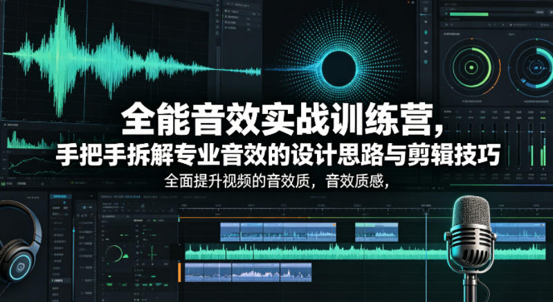 全能音效实战训练营，手把手拆解专业音效的设计思路与剪辑技巧，全面提升视频的音效质感-乌龙学社