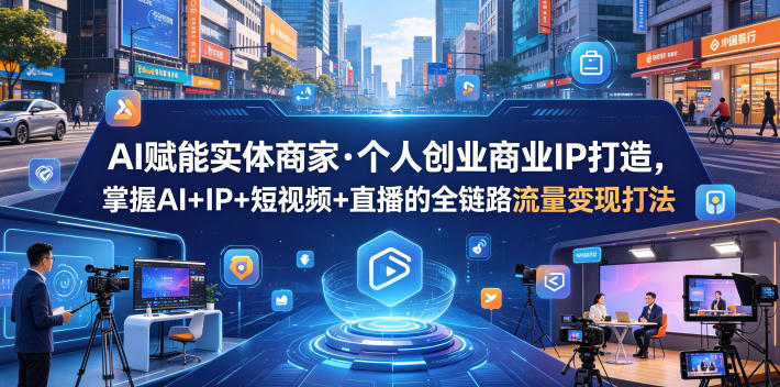 AI赋能实体商家·个人创业商业IP打造，掌握AI+IP+短视频+直播的全链路流量变现打法-乌龙学社