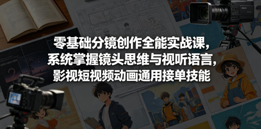 零基础分镜创作全能实战课，系统掌握镜头思维与视听语言，影视短视频动画通用接单技能-乌龙学社