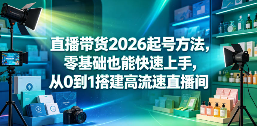 直播带货2026起号方法，零基础也能快速上手，从0到1搭建高流速直播间-乌龙学社