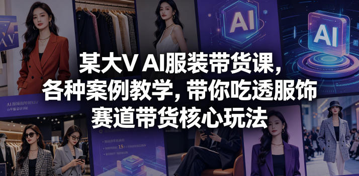 某大V AI服装带货课，各种案例教学，带你吃透服饰赛道带货核心玩法-乌龙学社