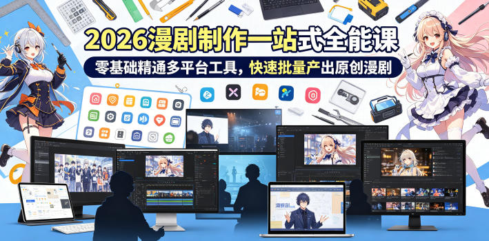 2026 AI漫剧制作一站式全能课，零基础精通多平台工具，快速批量产出原创漫剧-乌龙学社