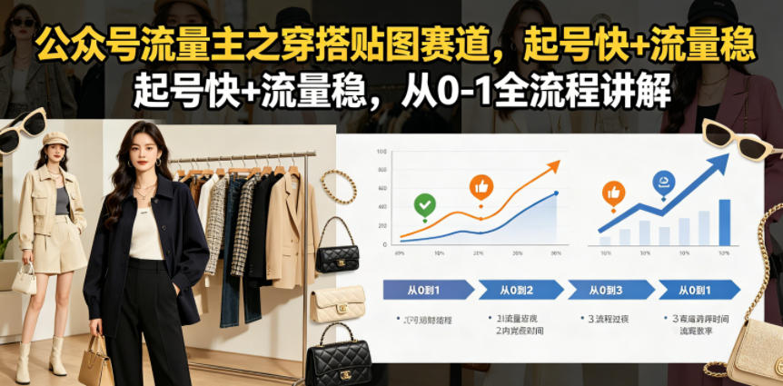 公众号流量主之穿搭贴图赛道，起号快+流量稳，从0-1全流程讲解-乌龙学社