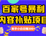 百家号暴利内容补贴项目，图文10元一条，视频30一条，新手小白日赚300+-乌龙学社