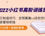 2022小红书高阶训练营：爆文制造技巧，低预算高roi投放技巧，内容营销思维-乌龙学社