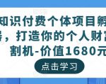 知识付费个体项目孵化器，打造你的个人财富收割机-价值1680元-乌龙学社