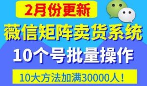 微信矩阵卖货系统，多线程批量养10个微信号，10种加粉落地方法，快速加满3W人卖货！-乌龙学社