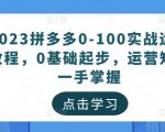 2023拼多多0-100实战运营教程，0基础起步，运营知识一手掌握-乌龙学社