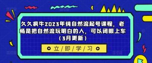 久久疯牛2023年纯自然流起号课程，老杨是把自然流玩明白的人，可以闭眼上车（3月更新）-乌龙学社