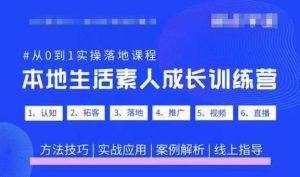 抖音本地生活素人成长训练营，从0到1实操落地课程，方法技巧|实战应用|案例解析-乌龙学社