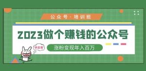 2023公众号培训班，2023做个赚钱的公众号，涨粉变现年入百万！-乌龙学社