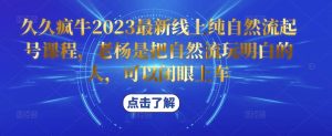 久久疯牛2023最新线上纯自然流起号课程，老杨是把自然流玩明白的人，可以闭眼上车-乌龙学社