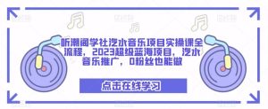 听潮阁学社汽水音乐项目实操课全流程，2023超级蓝海项目，汽水音乐推广，0粉丝也能做-乌龙学社