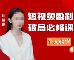 2023最新透透糖短视频盈利破局必修课——个人必学-乌龙学社