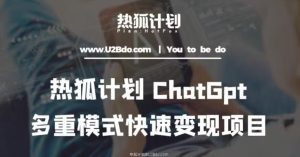热狐计划：王大陆ChatGpt多重变现实操课，多种模式快速变现-乌龙学社