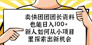 卖快团团团长资料也能日入100+新人如何从小项目里探索出新机会-乌龙学社