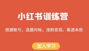 小红书训练营，搭建账号，选题对标，涨粉变现，看透本质-乌龙学社