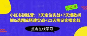 小红书训练营：7天定位实战+7天爆款拆解&选题库搭建实战+21天笔记实操实战-乌龙学社