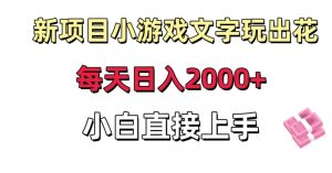 新项目小游戏文字玩出花日入2000+，每天只需一小时，小白直接上手【揭秘】-乌龙学社