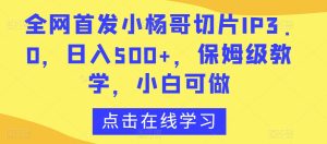 全网首发小杨哥切片IP3.0，日入500+，保姆级教学，小白可做【揭秘】-乌龙学社