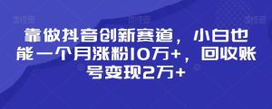靠做抖音创新赛道，小白也能一个月涨粉10万+，回收账号变现2万+【揭秘】-乌龙学社