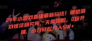 24年小游戏直播最新玩法！微恐游戏怪谈研究所，无需露脸，0粉开播，小白轻松月入5W+【揭秘】-乌龙学社