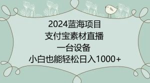 2024年蓝海项目，支付宝素材直播，无需出境，小白也能日入1000+ ，实操教程【揭秘】-乌龙学社