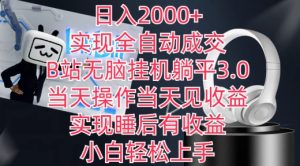 日入2000+，实现全自动成交，B站无脑挂机躺平3.0，当天操作当天见收益，实现睡后有收益【揭秘】-乌龙学社