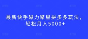 最新快手磁力聚星拼多多玩法，轻松月入5000+【揭秘】-乌龙学社