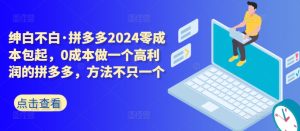 拼多多2024零成本包起，0成本做一个高利润的拼多多，方法不只一个-乌龙学社